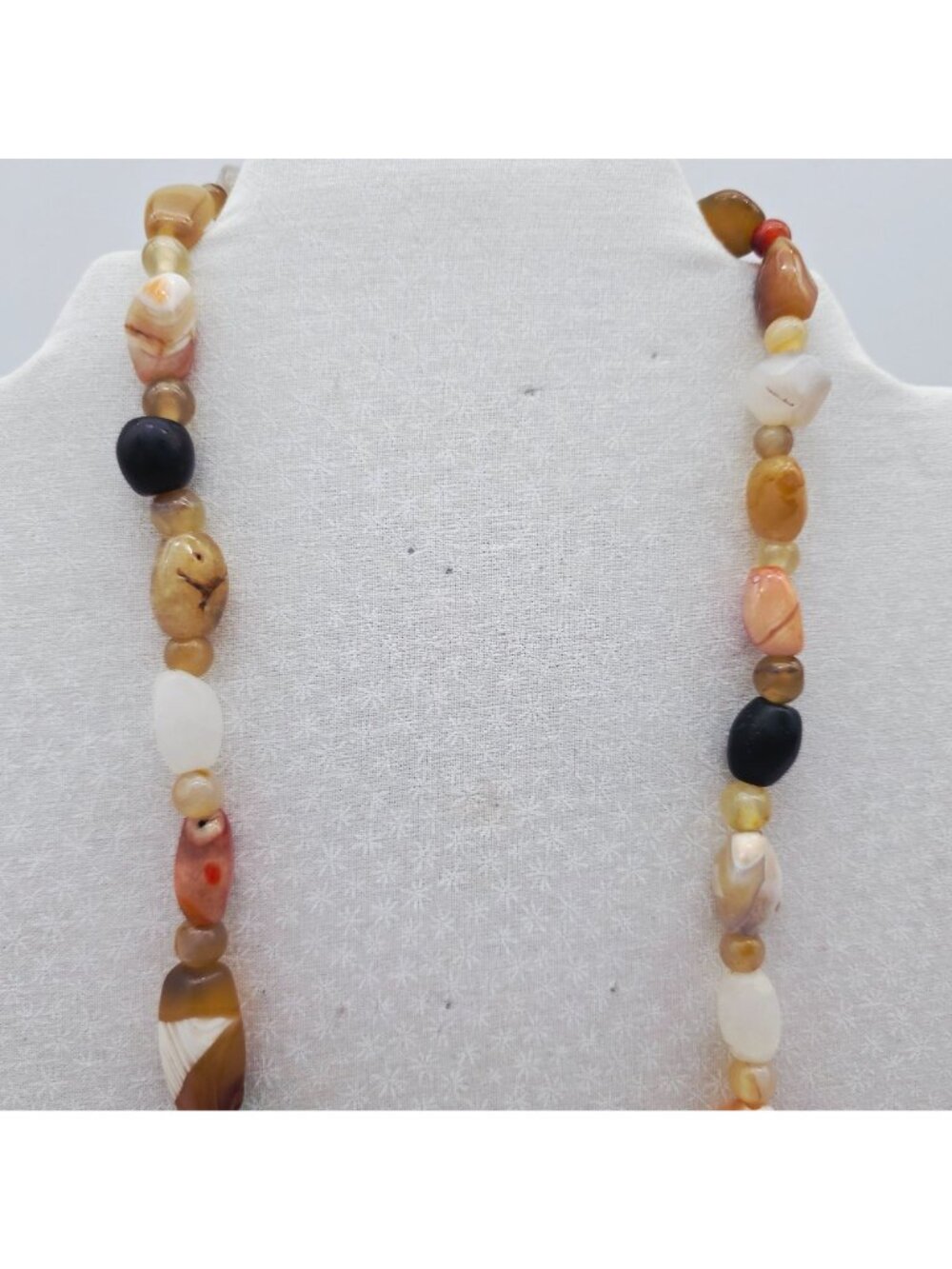 Natural Polished Gemstone Beaded Necklace With Barrel Clasp 22" - Picture 3 of 5